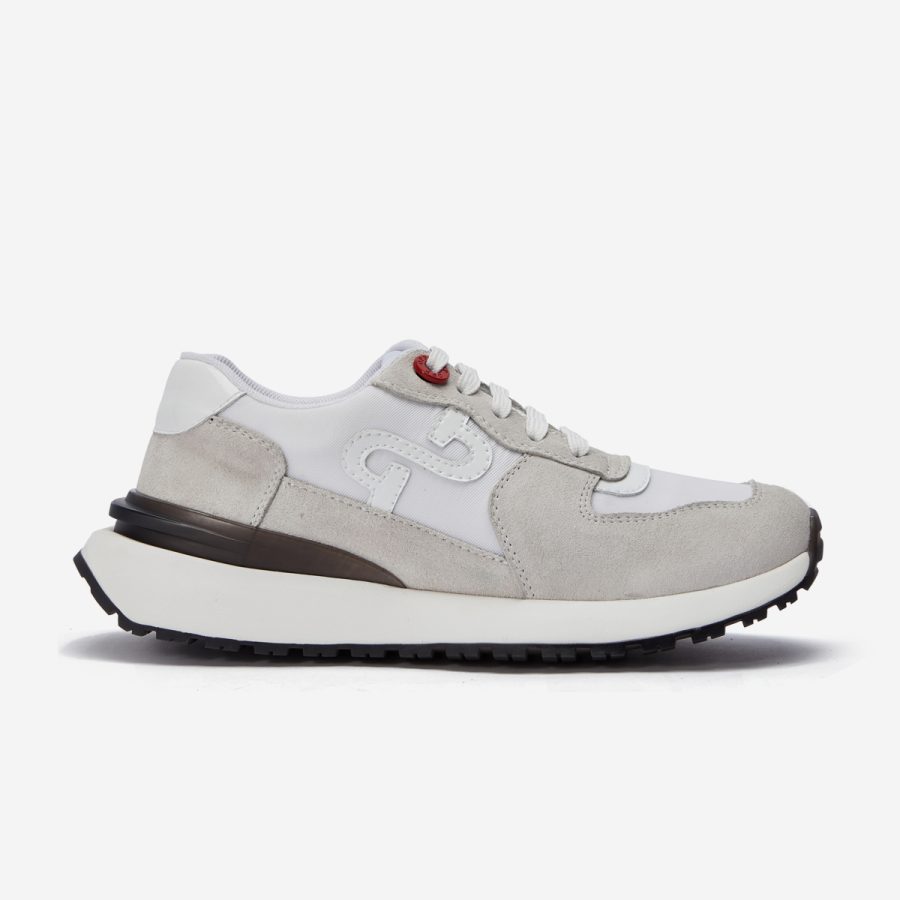 Opp France Women Lace-Up Suede Sneaker White