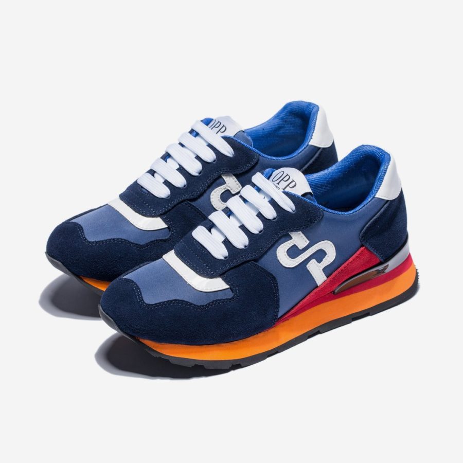 opp France Women Lace-Up Suede Sneakers Blue