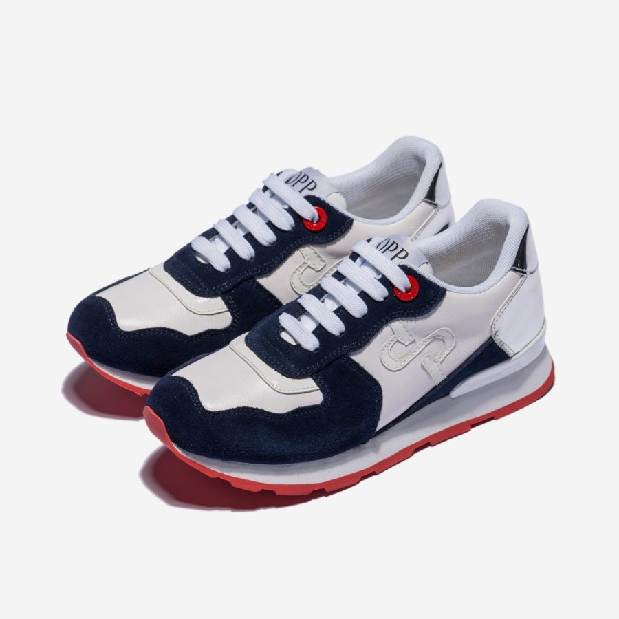 Opp France Women Lace-Up Suede Sneakers Blue