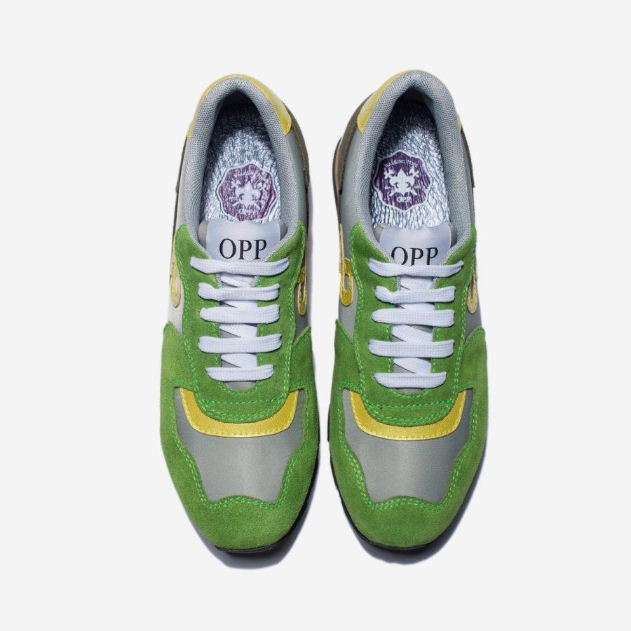 Opp France Women Lace-Up Suede Sneakers Green