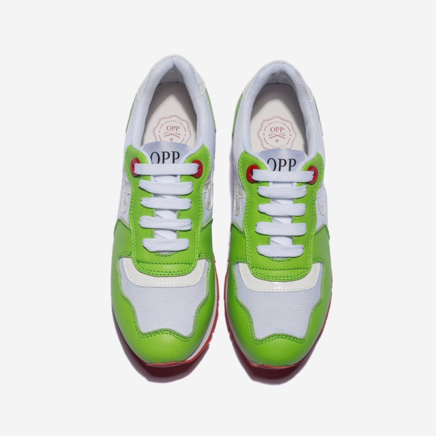 Opp France Women Lace-Up Suede Sneakers Green