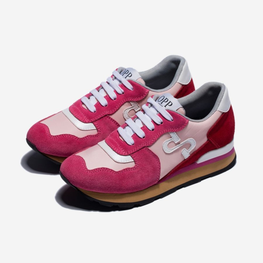 Opp France Women Lace-Up Suede Sneakers Rose