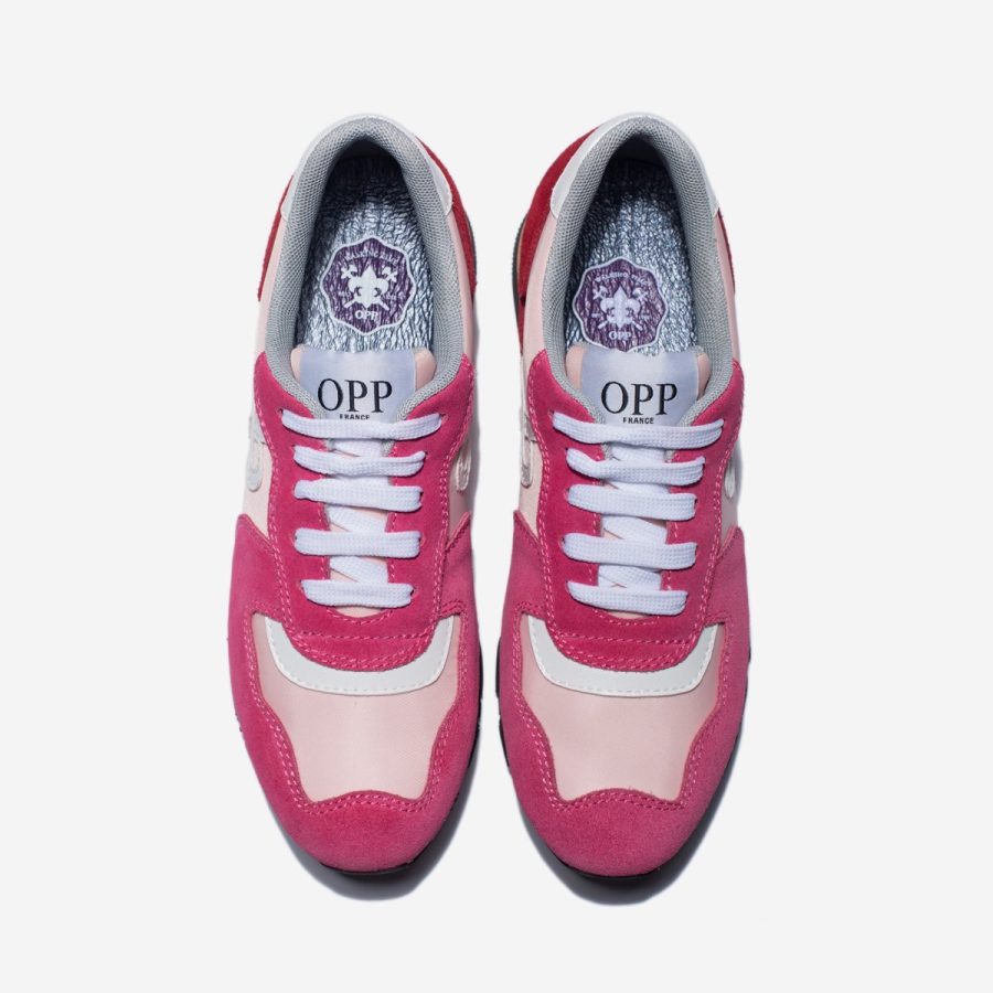 Opp France Women Lace-Up Suede Sneakers Rose