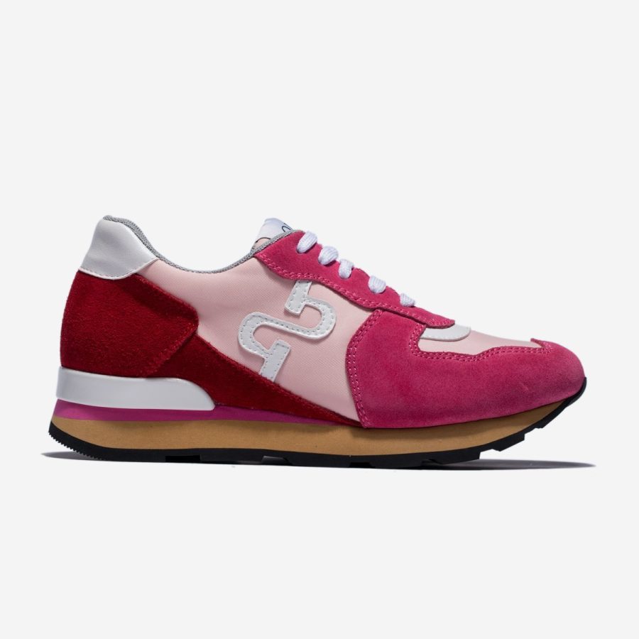opp france Women Lace-Up Suede Sneakers Rose