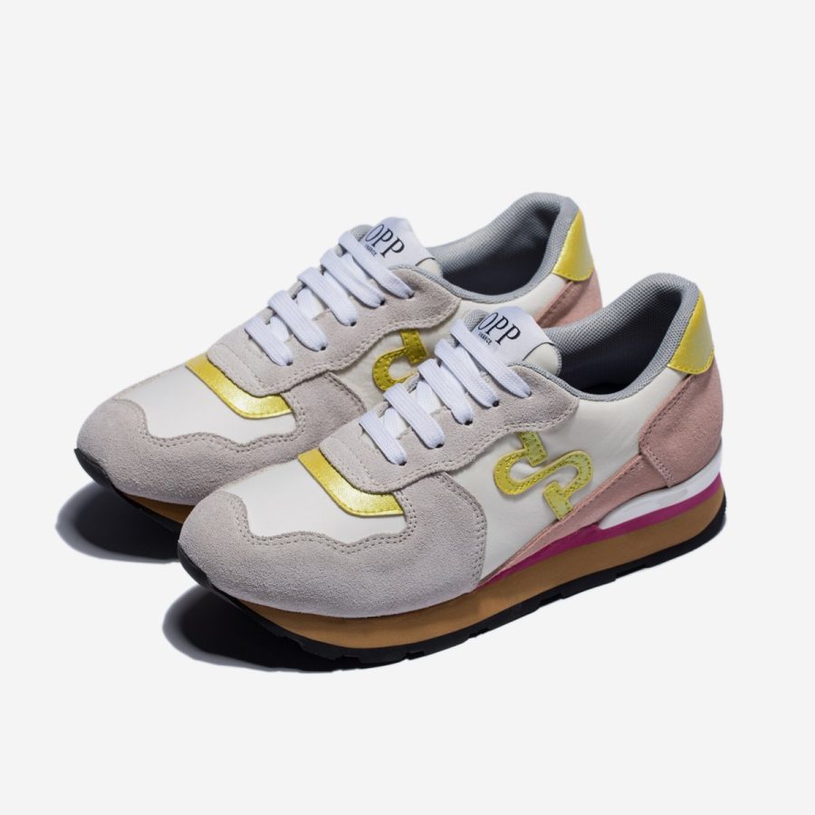 Opp France Women Lace-Up Suede Sneakers White