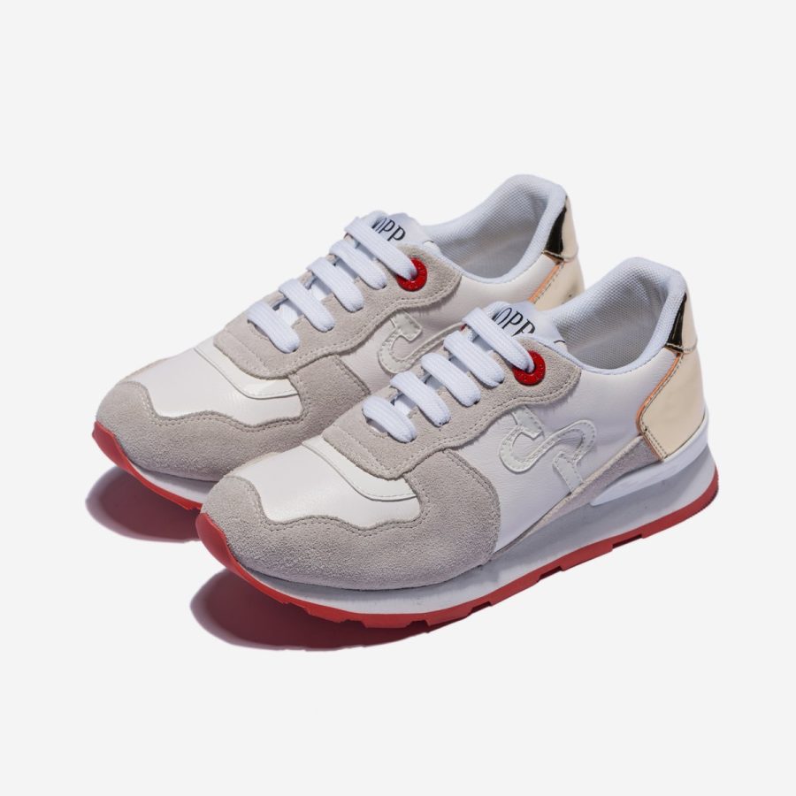 Opp France Women Lace-Up Suede Sneakers White