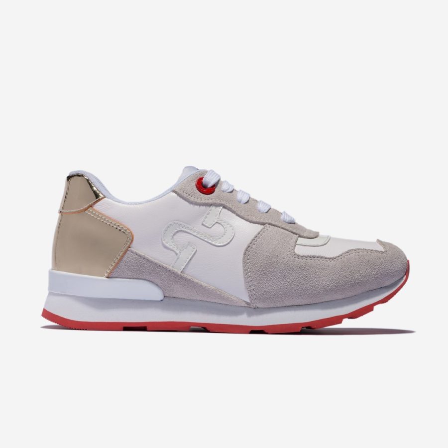 opp france Women Lace-Up Suede Sneakers White