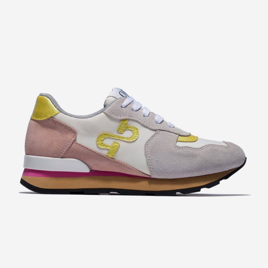 opp france Women Lace-Up Suede Sneakers White