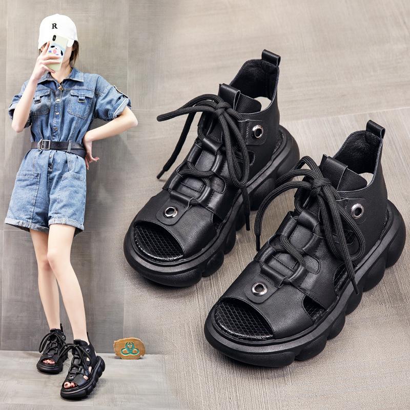 Opp France Women Leather Platform Roman Sandals