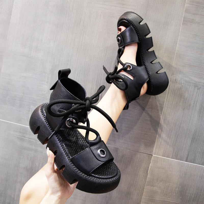 Opp France Women Leather Platform Roman Sandals