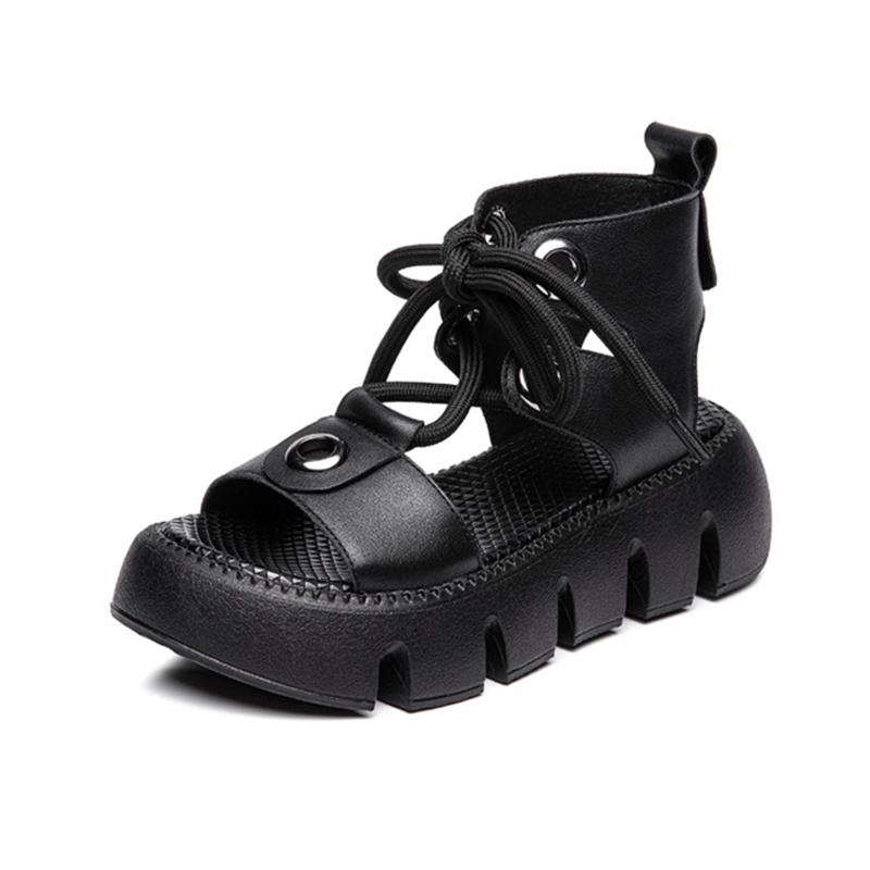 opp france Women Leather Platform Roman Sandals