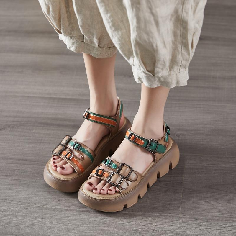 Opp France Women Leather Platform Sandals