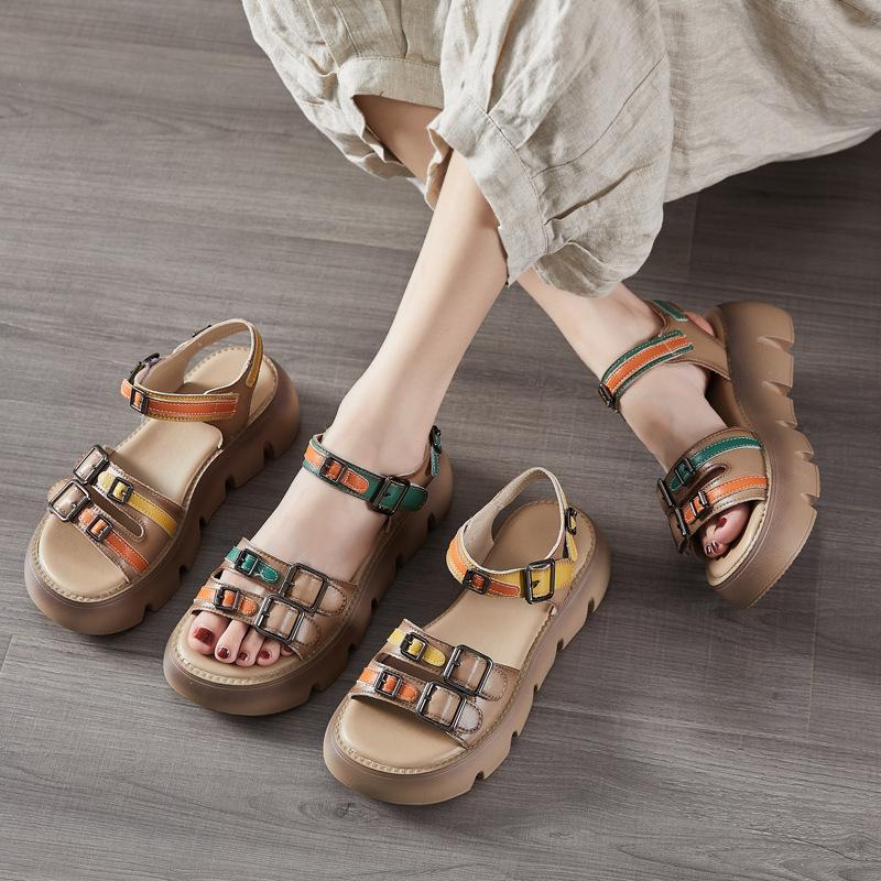 Opp France Women Leather Platform Sandals