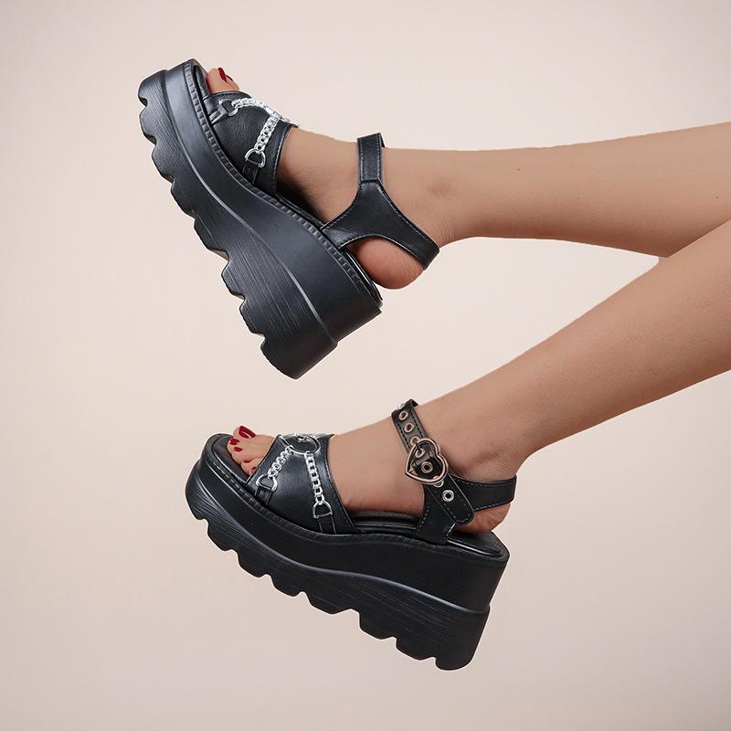 Opp France Women Metal Chain Roman Sandals