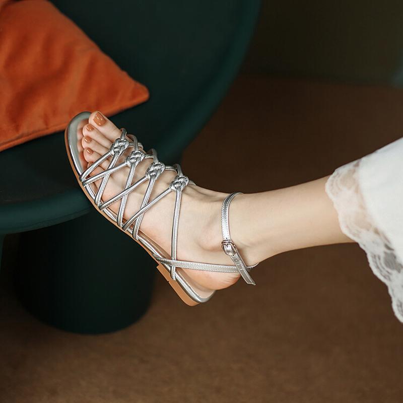 Opp France Women Metallic String Sandals