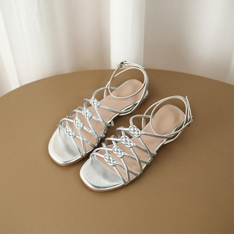 Opp France Women Metallic String Sandals