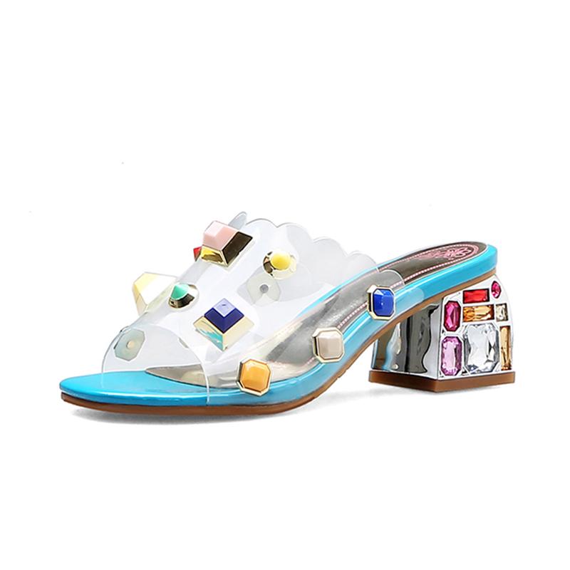 opp france Women Ornament Decorative Slippers Blue