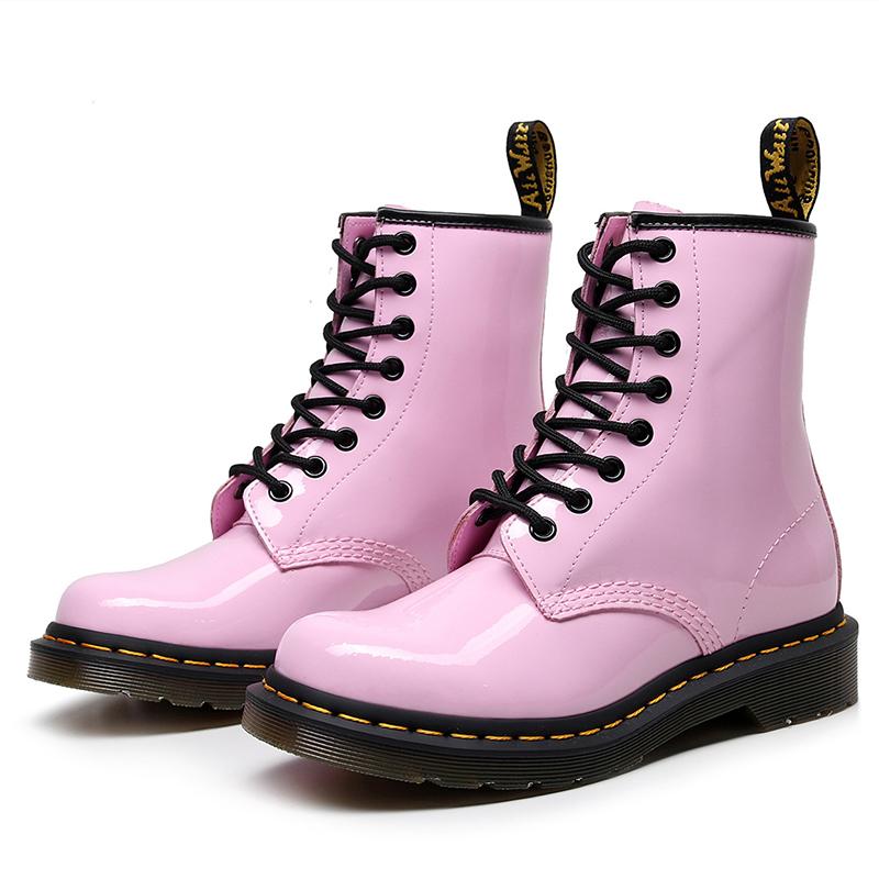 Opp France Women Patent Leather British Boots Pink