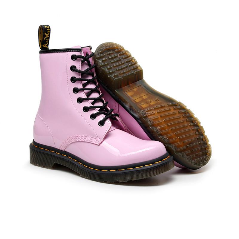Opp France Women Patent Leather British Boots Pink