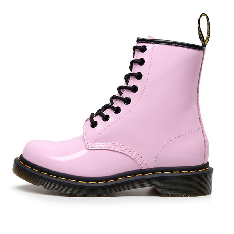 opp france Women Patent Leather British Boots Pink