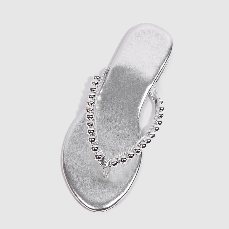 Opp France Women Pearl Flip Flops Silver