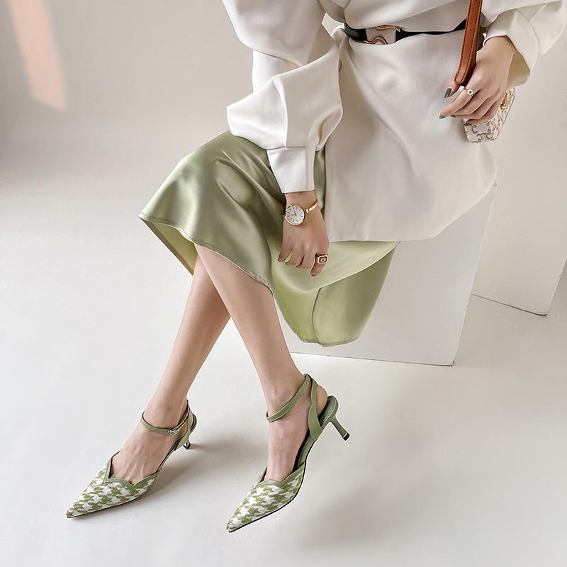 Opp France Women Plaid Colorblock High Heels