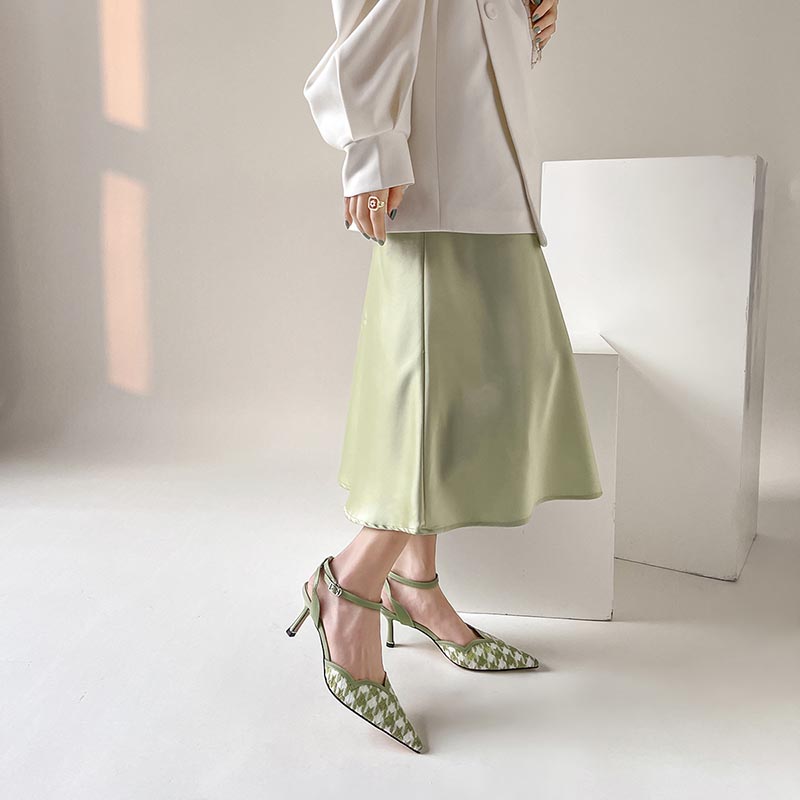 Opp France Women Plaid Colorblock High Heels