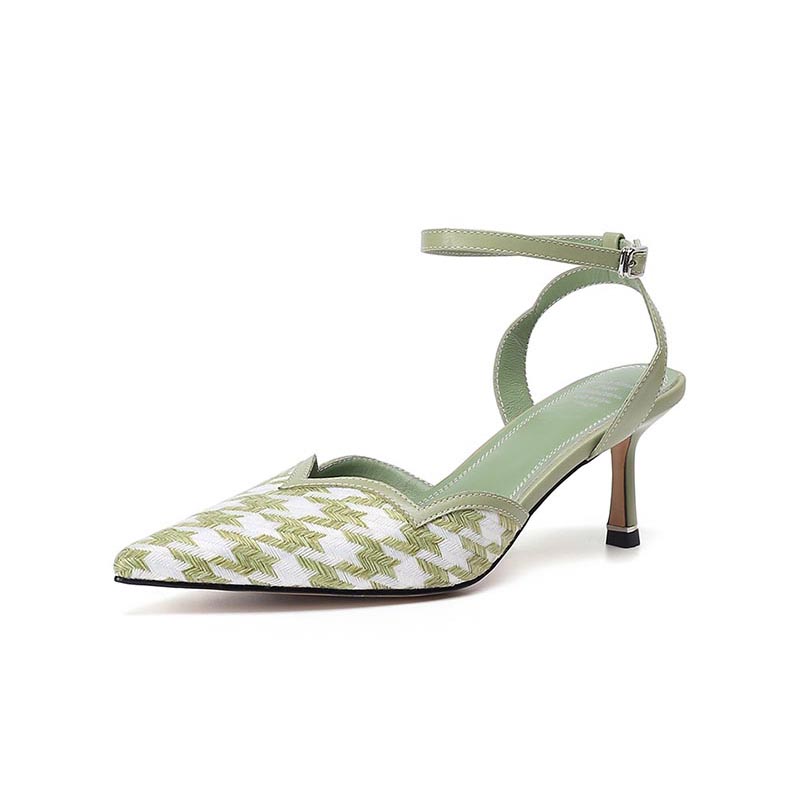 opp france Women Plaid Colorblock High Heels