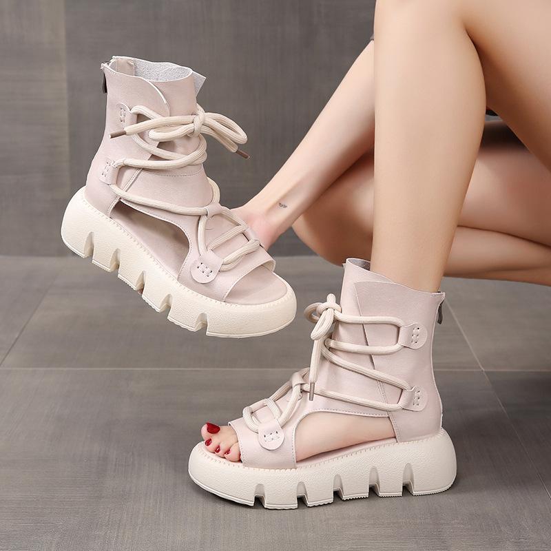 Opp France Women Platform Lace-up Sandals