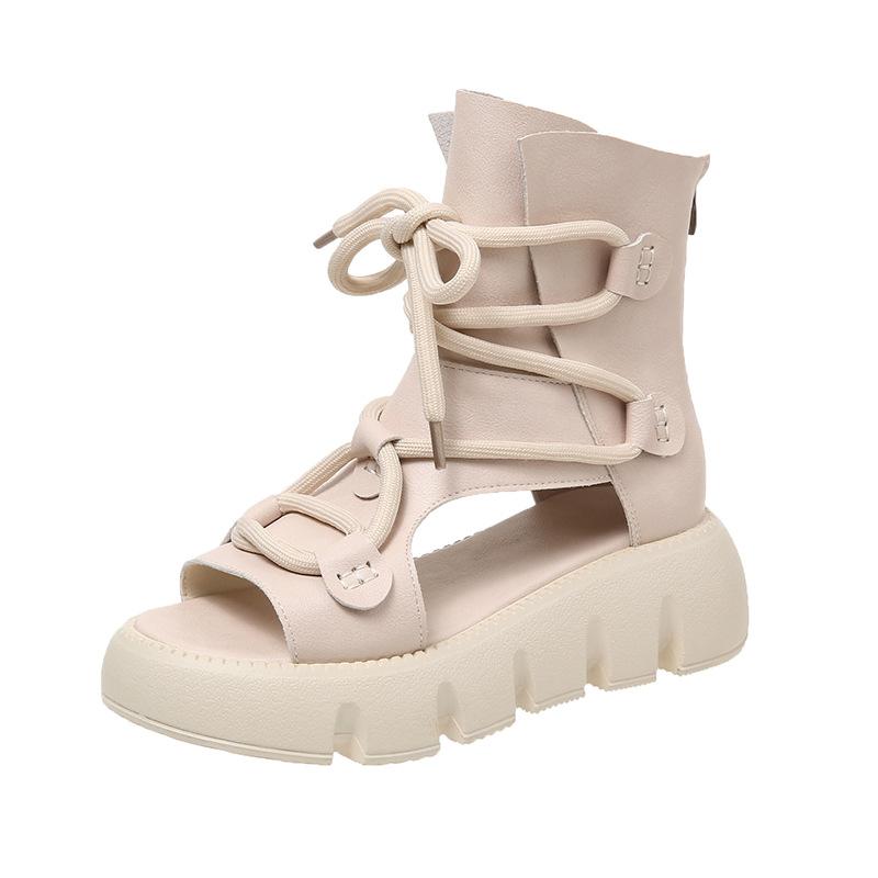 opp france Women Platform Lace-up Sandals