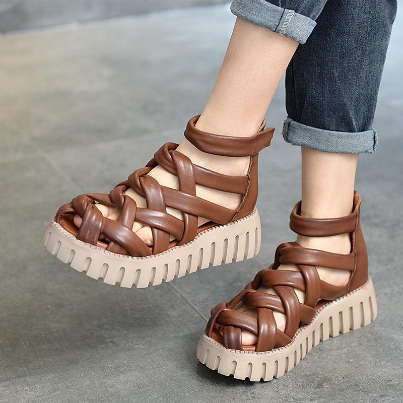 Opp France Women Platform Leather Sandals