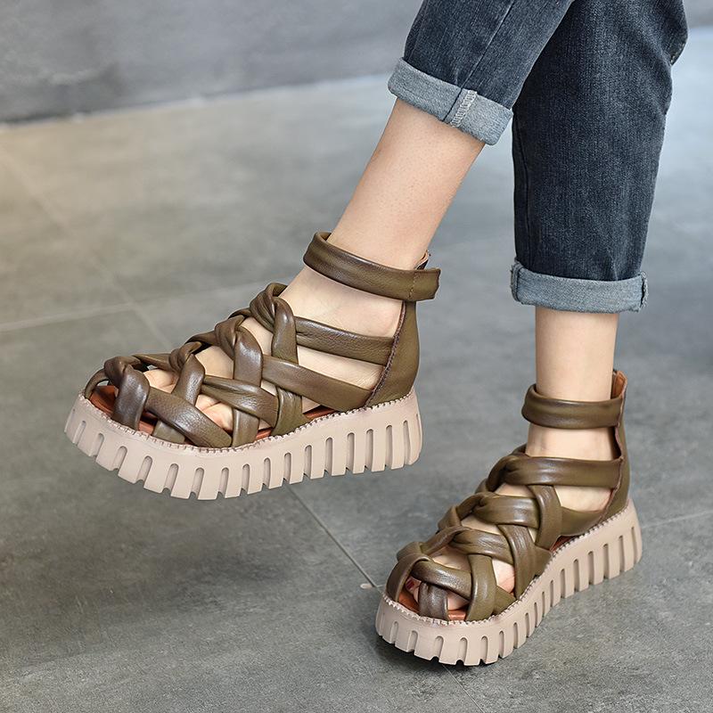 Opp France Women Platform Leather Sandals