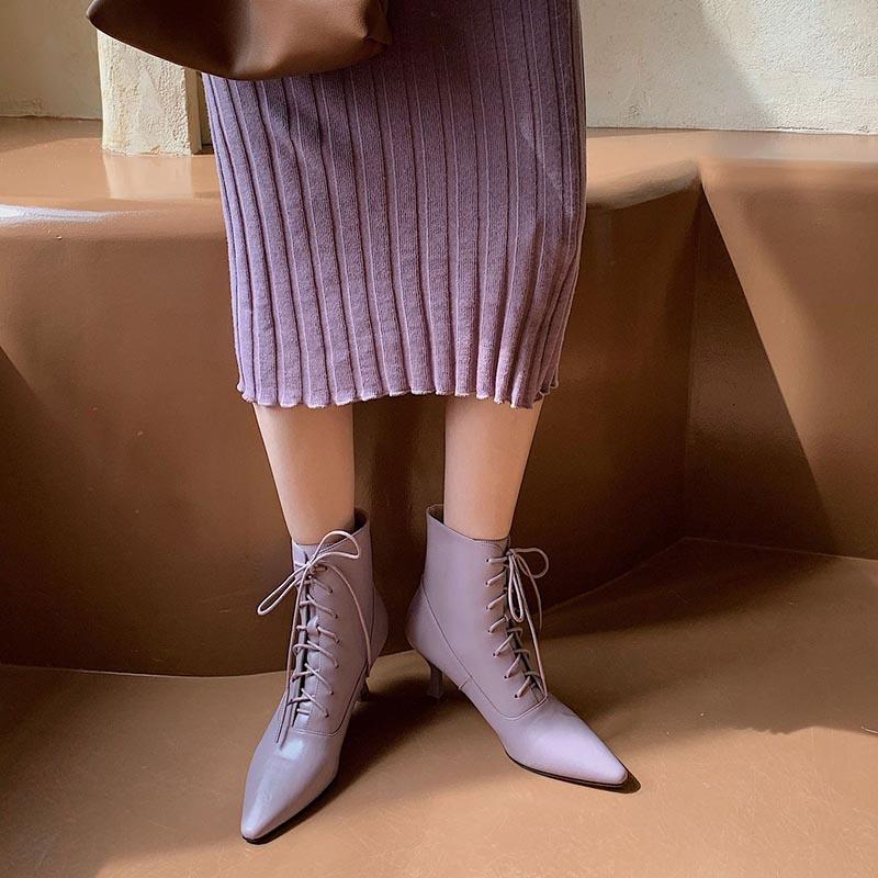 Opp France Women Pointed Toe High Heel Ankle Boots