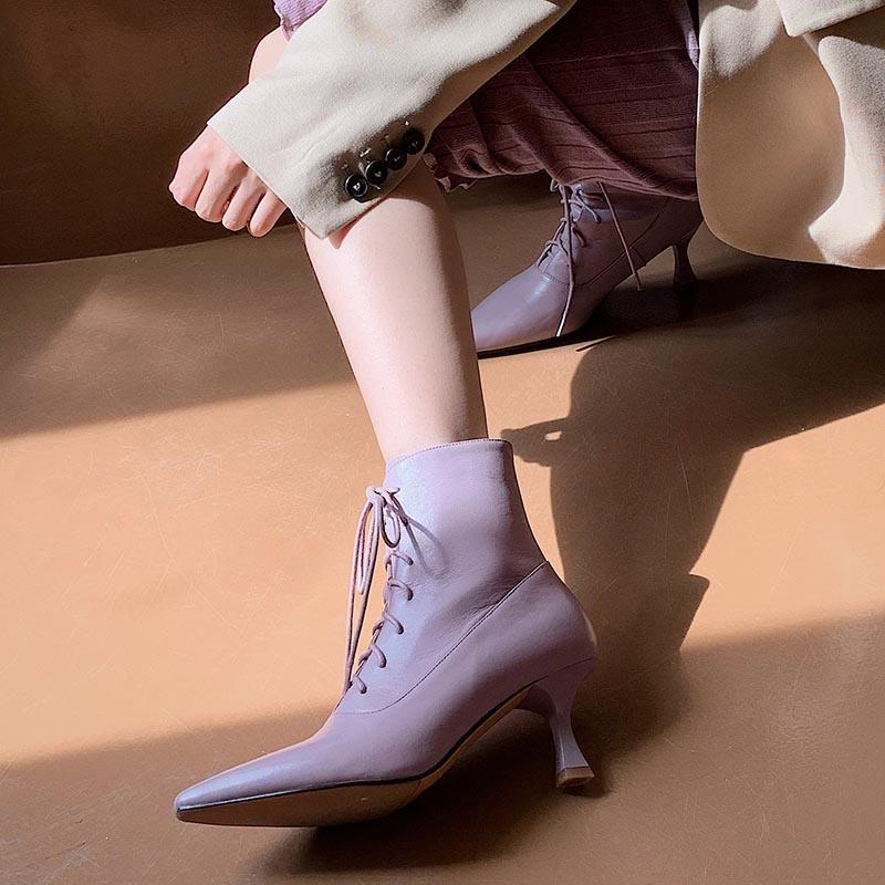 Opp France Women Pointed Toe High Heel Ankle Boots