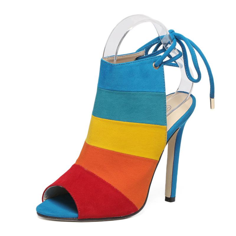 opp france Women Rainbow High Heel Sandals