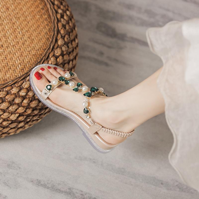 Opp France Women Rhinestone Wedge Sandals