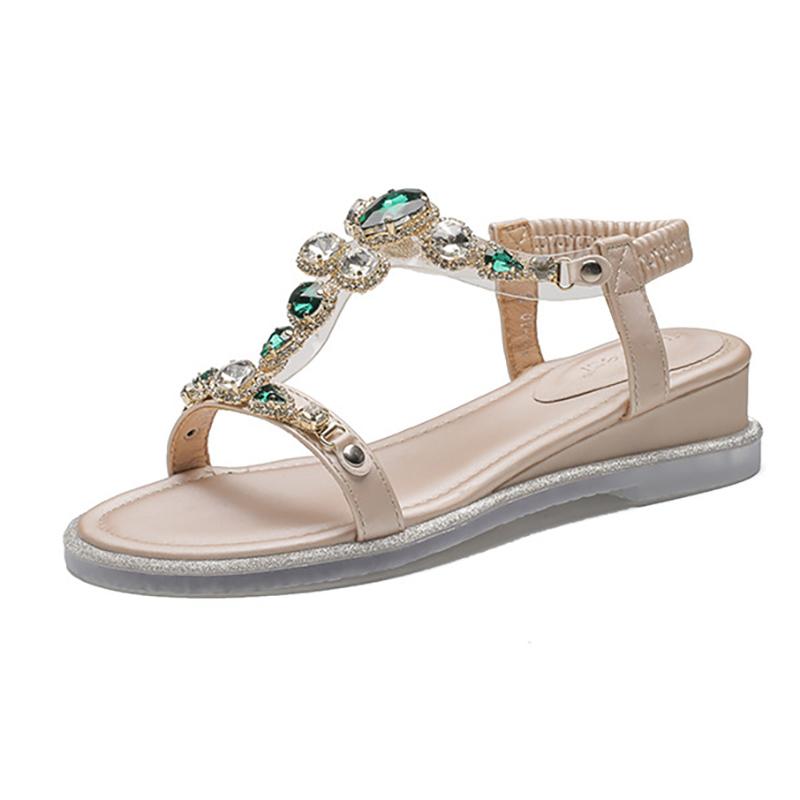 opp france Women Rhinestone Wedge Sandals