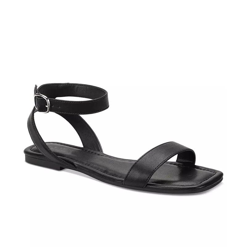 Opp France Women’s Ankle Strap Flat Sandals Black