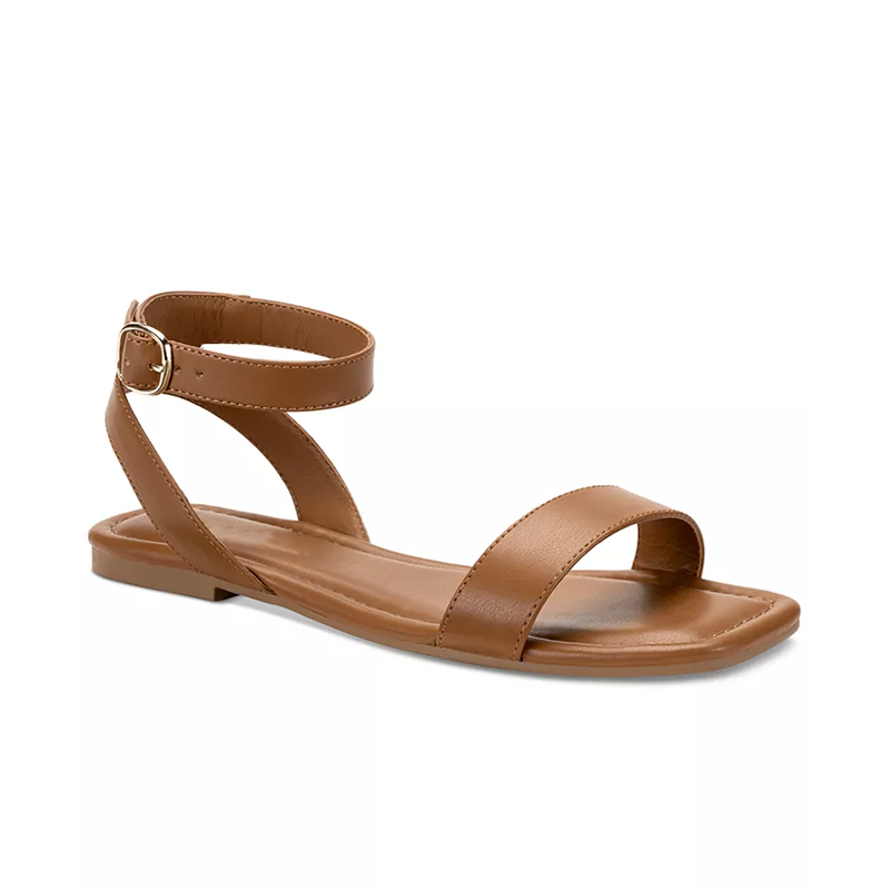 Opp France Women’s Ankle Strap Flat Sandals Cognac