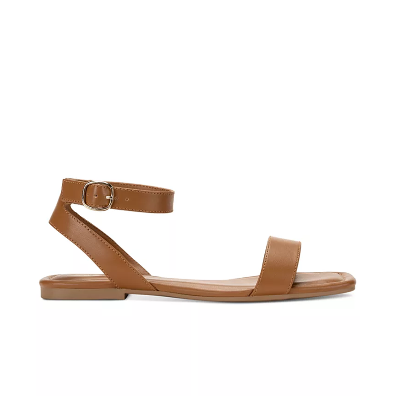 opp france Women’s Ankle Strap Flat Sandals Cognac