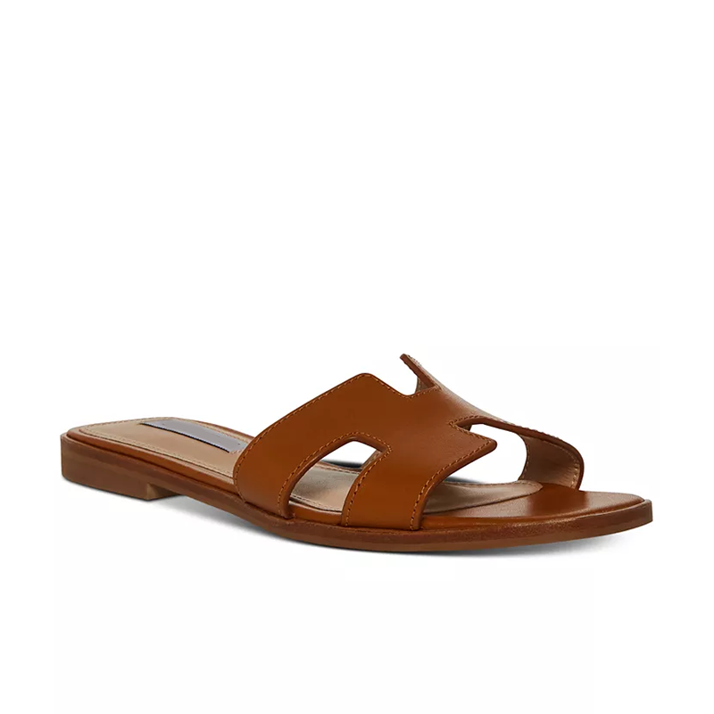 opp france Women’s Flat Slide Sandals Cognac