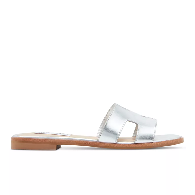 Opp France Women’s Flat Slide Sandals Silver