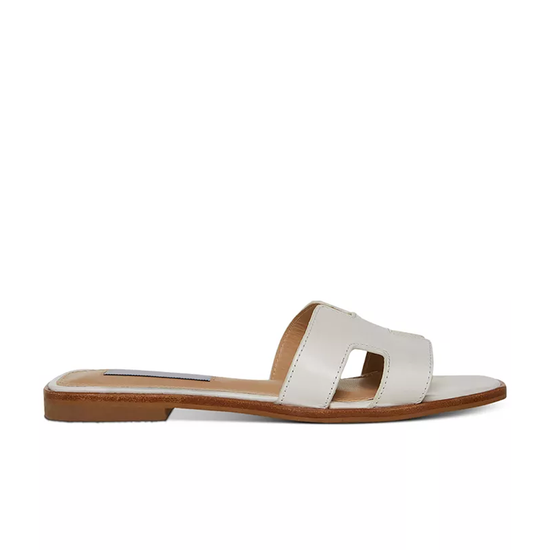 Opp France Women’s Flat Slide Sandals White