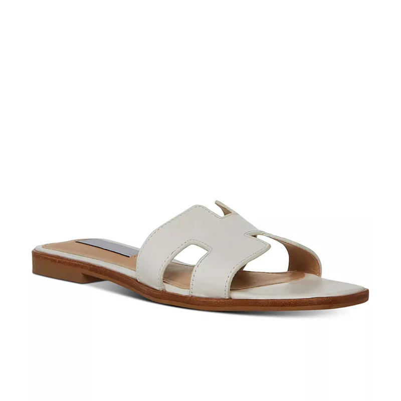 opp france Women’s Flat Slide Sandals White