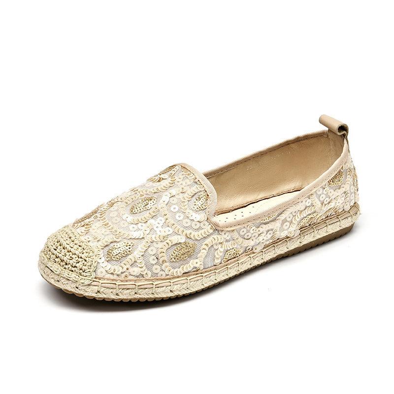 opp france Women Sequin Shallow Fisherman Shoes