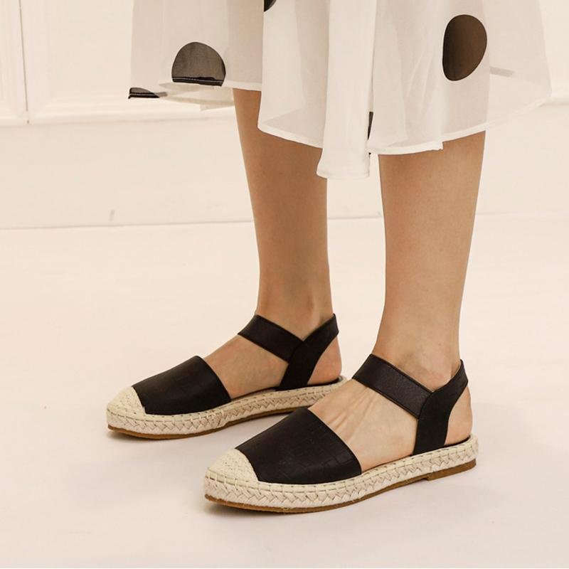 Opp France Women Soft Sole Straw Fisherman Shoes