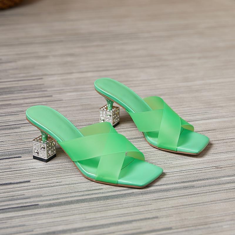 Opp France Women Solid Color High Heel Slippers