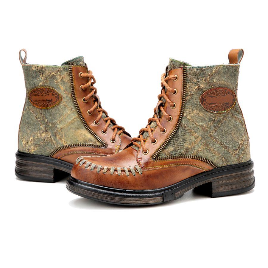 Opp France Women Splicing Pattern Martin Boots