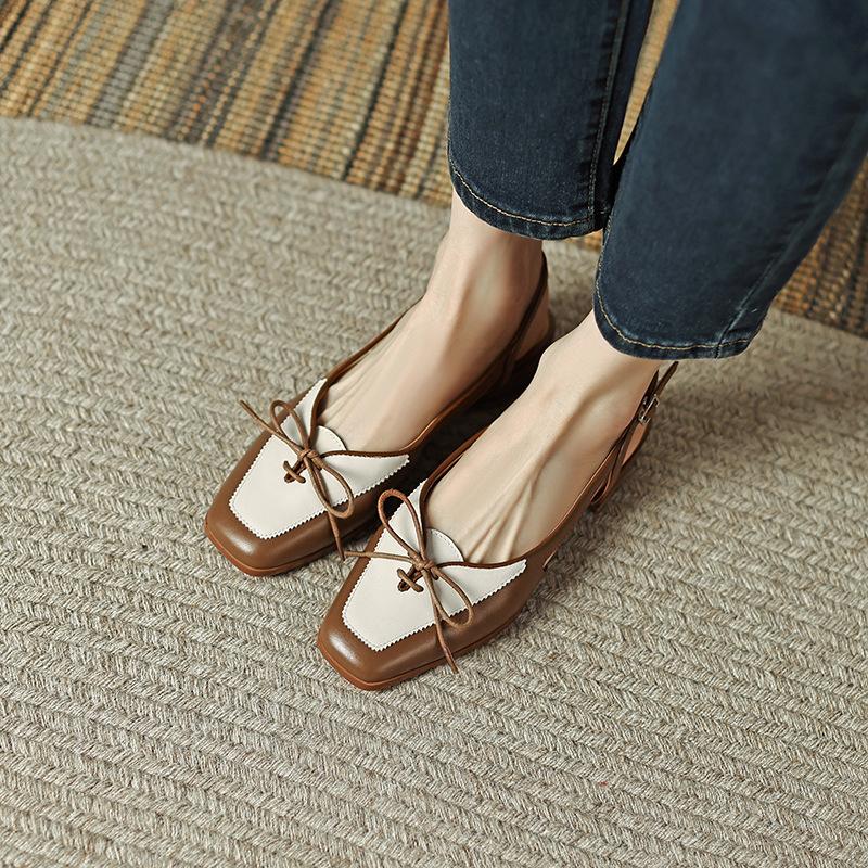 Opp France Women Square-toe Bow Sandals