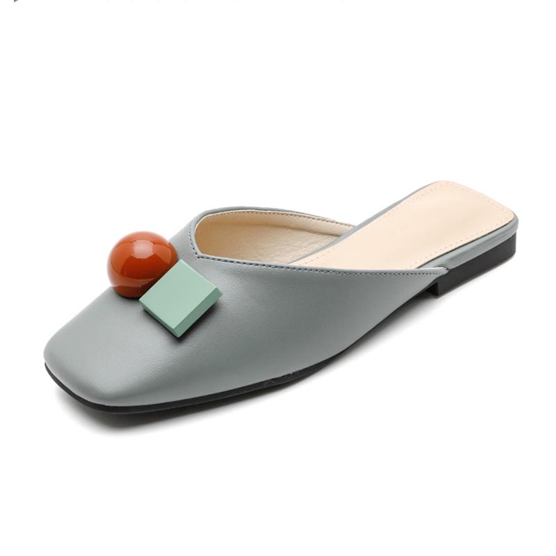 opp france Women Square Toe Geometric Slippers